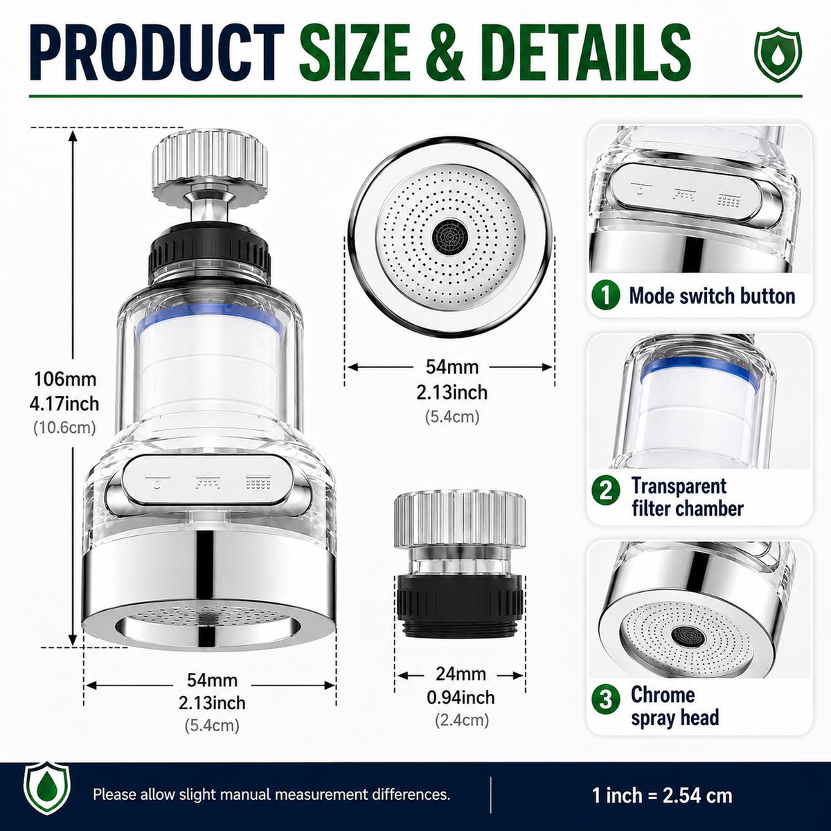 Tap filter size and parts