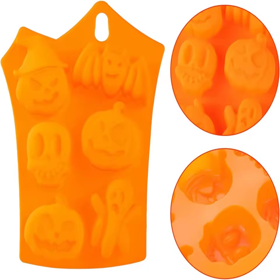 Close-up of the six Halloween mould cavities