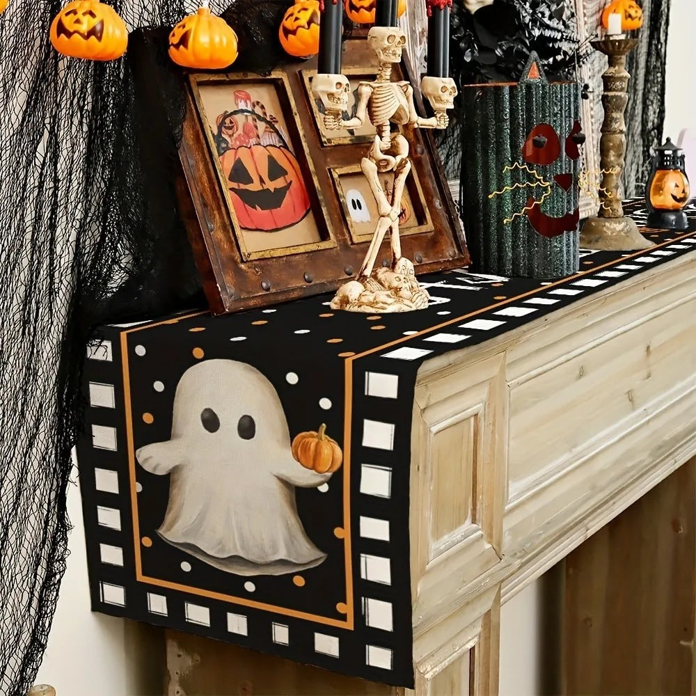 Halloween runner on a mantelpiece