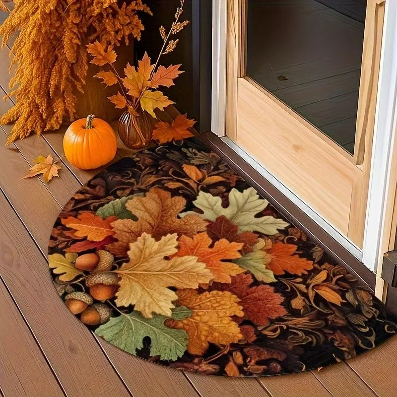 Autumn doormat on a porch