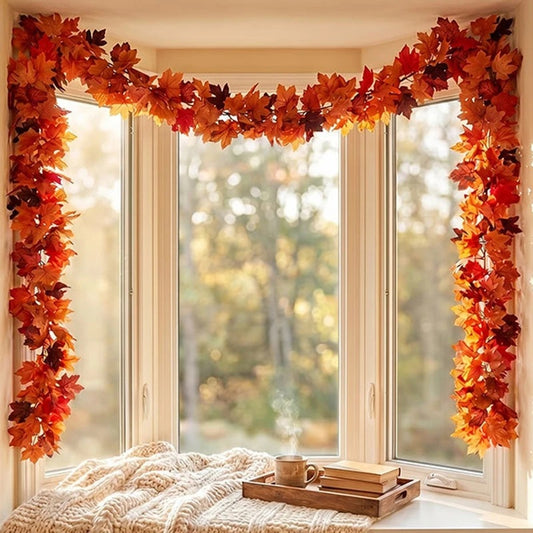 Garland framing a bay window
