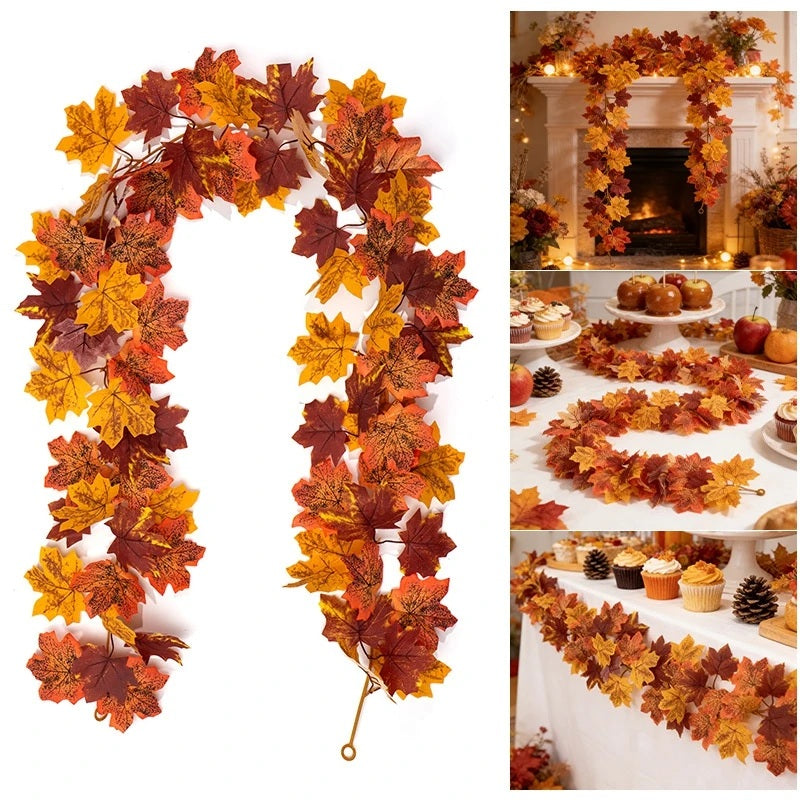 The garland laid out and styled