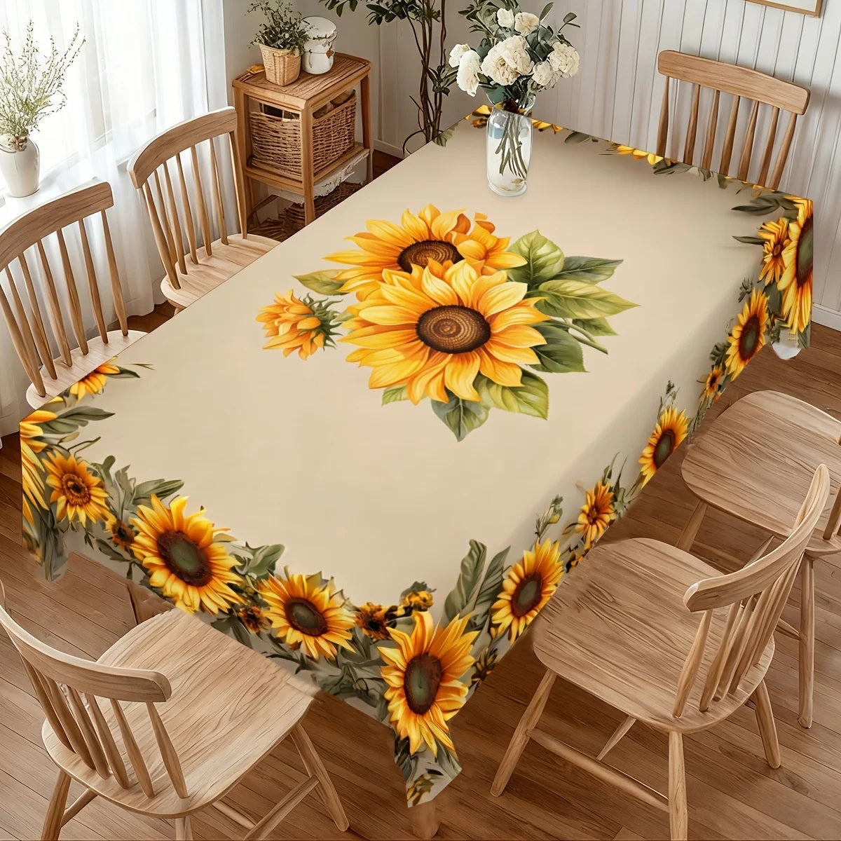 Sunflower cloth in a bright kitchen