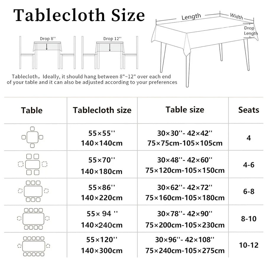 Tablecloth size guide
